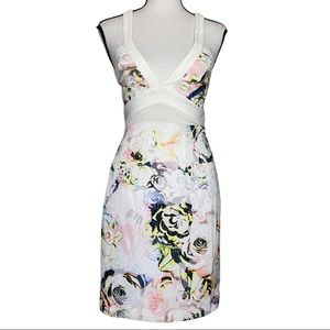 Minty Meets Munt Floral Mesh Panel Mini Dress